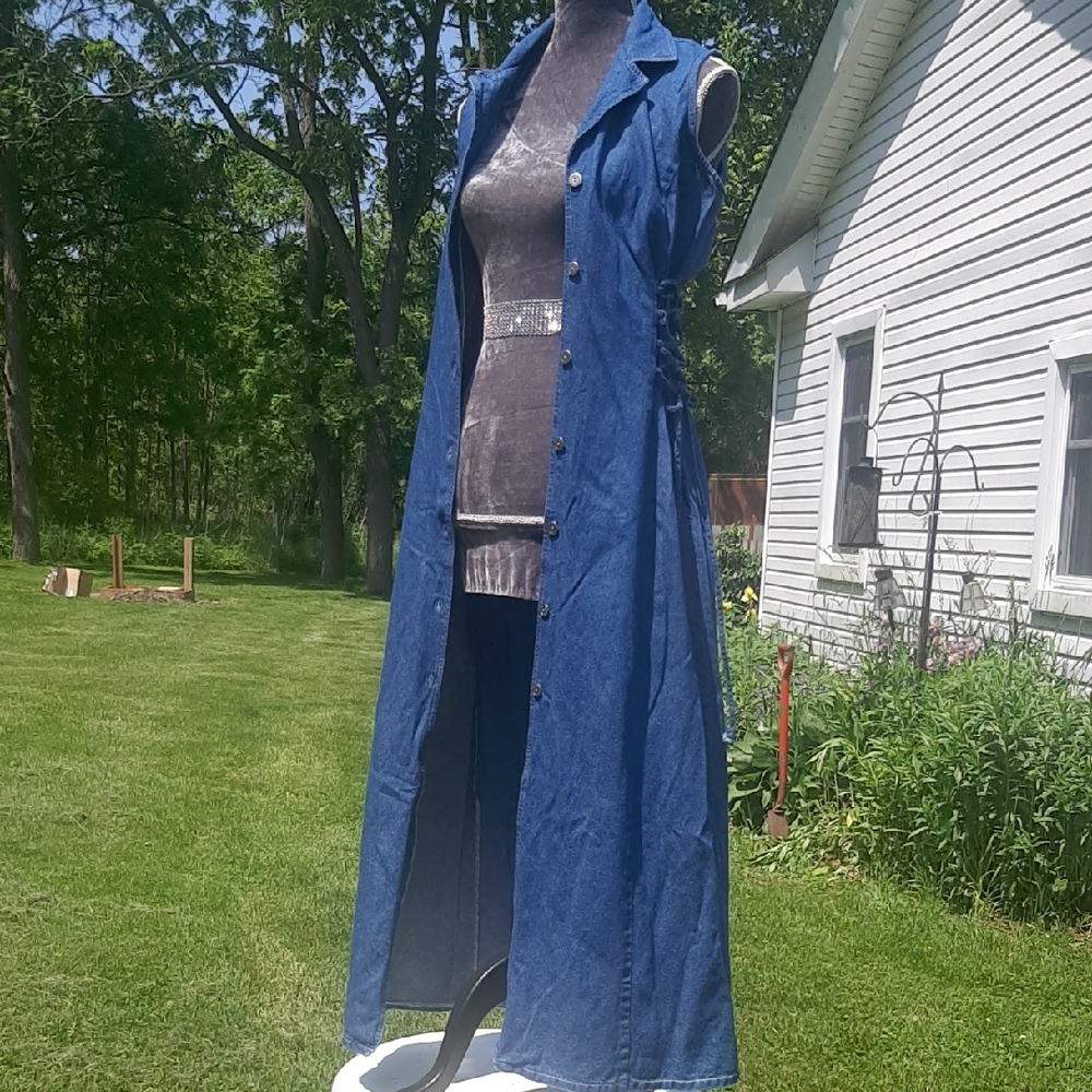 Eastwest💙Cinched Waist Flattering Denim Midi Size M - Picture 7 of 13